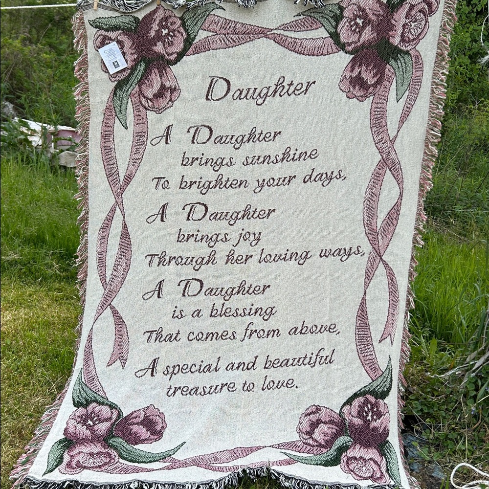 NOSWT VTG Woven Throw DAUGHTER by Manual Woodworkers Weavers USA Cottage Grandma